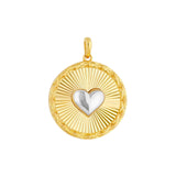 14K Two-Tone Gold Fluted Heart Pendant