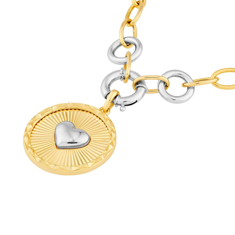 14K Two-Tone Gold Fluted Heart Pendant