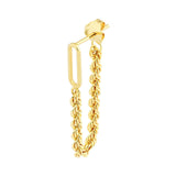 14K Gold Hanging Rope Chain Earrings
