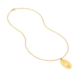 14K Gold Cutout Heart Two Initial Disk Pendant Necklace
