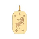 14K Gold Engraved Horoscope Tag Pendant