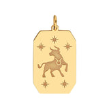 14K Gold Engraved Horoscope Tag Pendant