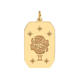 14K Gold Engraved Horoscope Tag Pendant