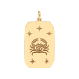 14K Gold Engraved Horoscope Tag Pendant