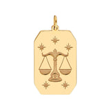 14K Gold Engraved Horoscope Tag Pendant