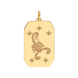 14K Gold Engraved Horoscope Tag Pendant