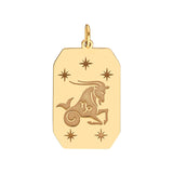 14K Gold Engraved Horoscope Tag Pendant