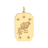 14K Gold Engraved Horoscope Tag Pendant