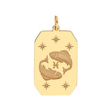 14K Gold Engraved Horoscope Tag Pendant