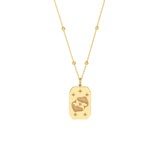 14K Gold Engraved Horoscope Tag Pendant
