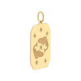 14K Gold Engraved Horoscope Tag Pendant