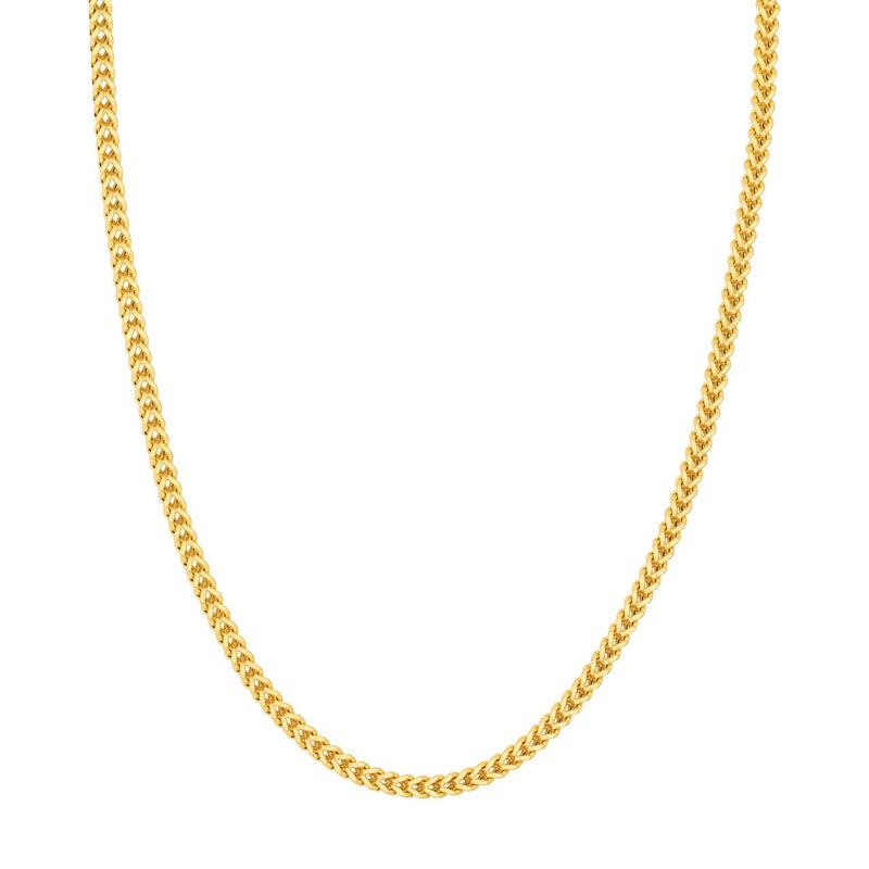 14K Gold 3.40MM Hollow Square Franco Chain Necklace