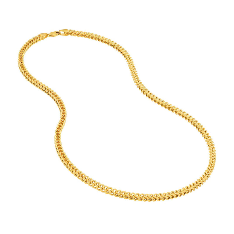 14K Gold 3.40MM Hollow Square Franco Chain Necklace