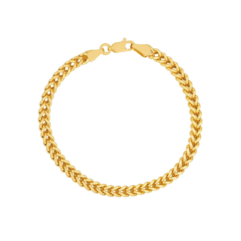 14K Gold 3.40MM Hollow Square Franco Chain Bracelet