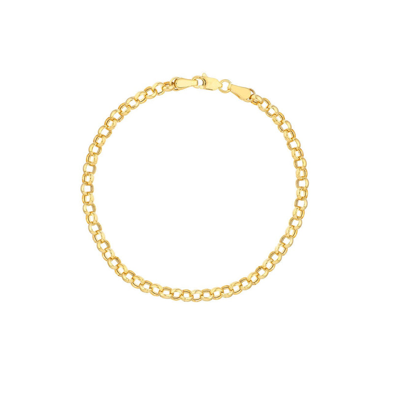 14K Gold 3.75MM Hollow Rolo Chain Bracelet
