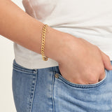 14K Gold 7MM Flat Open Cuban Chain Bracelet