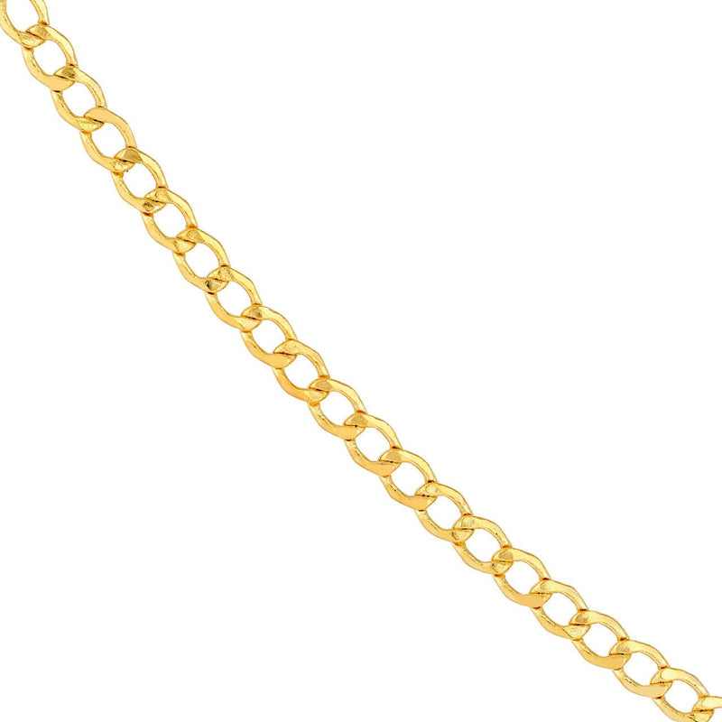 14K Gold 2.25MM Hollow Curb Chain Necklace