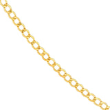 14K Gold 2.25MM Hollow Curb Chain Necklace