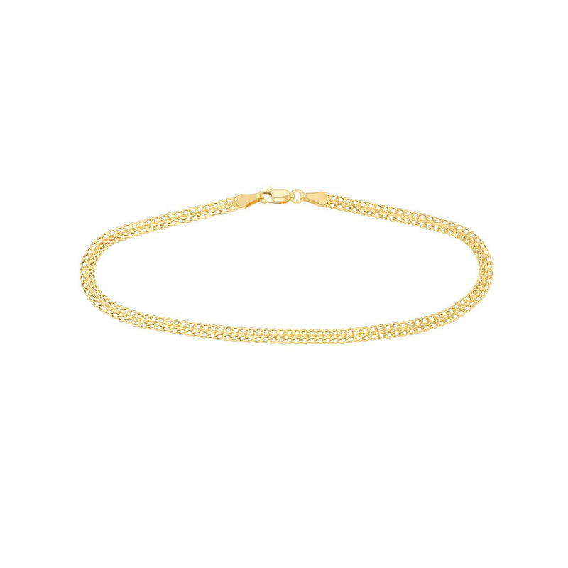 14K Gold Diamond Cut Curb Bismarck Chain Bracelet