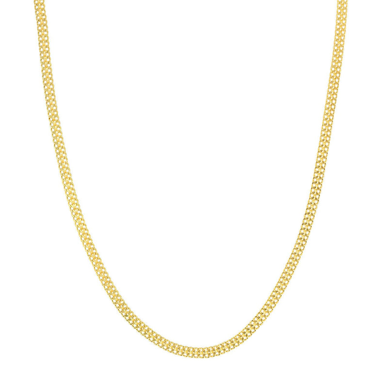 14K Gold Diamond Cut Curb Bismarck Chain Necklace