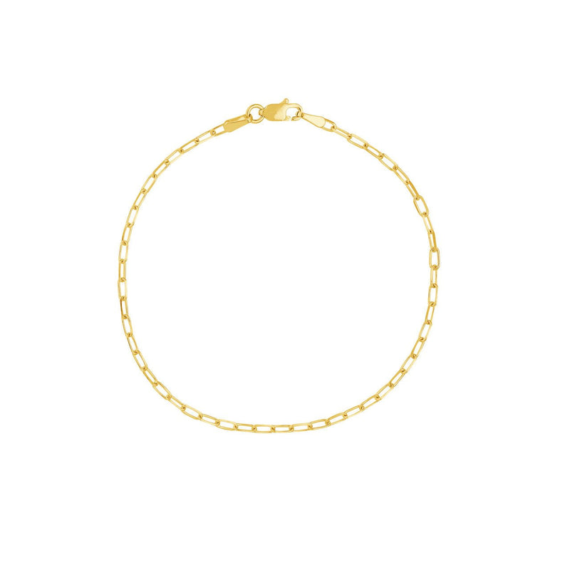14K Gold 1.95MM Diamond Cut Paper Clip Bracelet