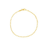 14K Gold 1.95MM Diamond Cut Paper Clip Bracelet
