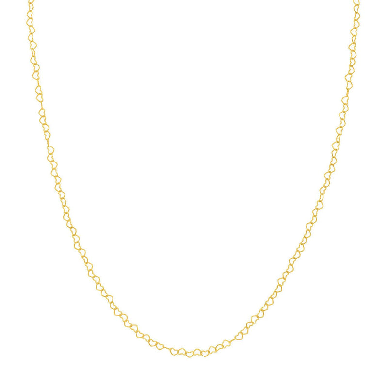 14K Gold Twist Heart Chain Necklace