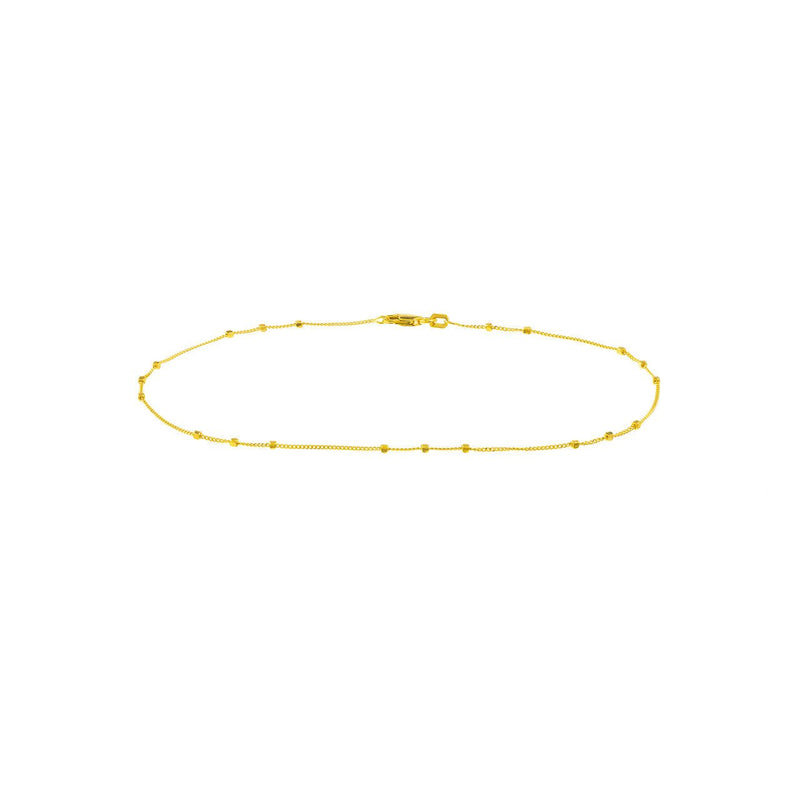 14K Gold Triple Bead Saturn Chain Anklet