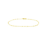 14K Gold Triple Bead Saturn Chain Anklet
