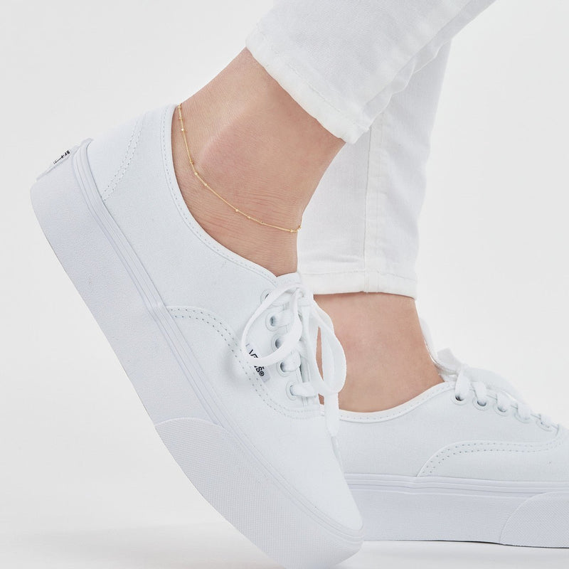 14K Gold Triple Bead Saturn Chain Anklet