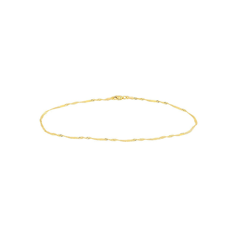 14K Gold Singapore Flat Saturn Chain Anklet