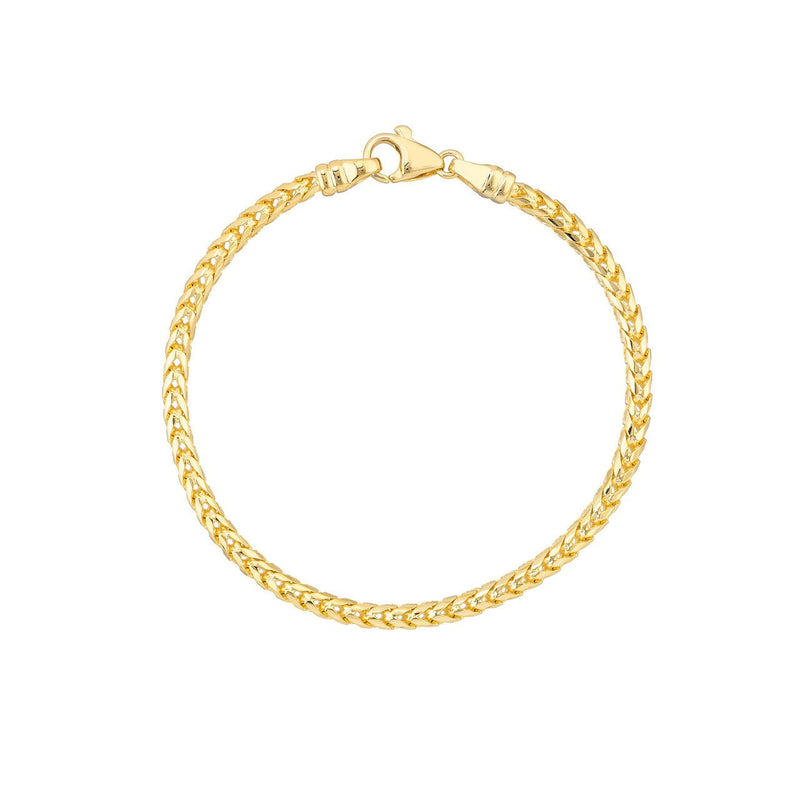 14K Gold Round Diamond Cut Franco Chain Bracelet