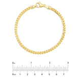 14K Gold Round Diamond Cut Franco Chain Bracelet