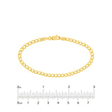 14K Gold 3.70MM Hollow Diamond Cut Curb Chain Bracelet