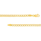 14K Gold 3.70MM Hollow Diamond Cut Curb Chain Necklace