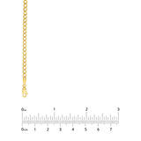 14K Gold 3.70MM Hollow Diamond Cut Curb Chain Necklace