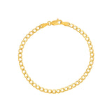 14K Gold 3.70MM Hollow Diamond Cut Curb Chain Bracelet
