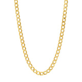 14K Gold 5.20MM Hollow Diamond Cut Curb Chain Necklace