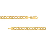 14K Gold 5.20MM Hollow Diamond Cut Curb Chain Bracelet