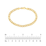 14K Gold 5.20MM Hollow Diamond Cut Curb Chain Bracelet