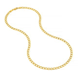 14K Gold 5.20MM Hollow Diamond Cut Curb Chain Necklace