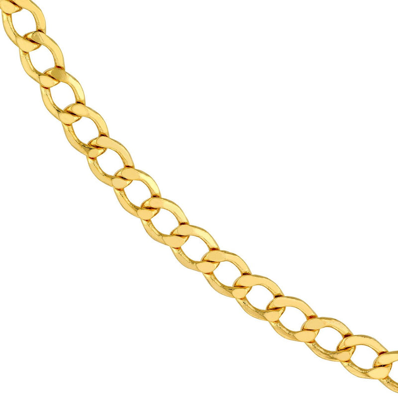 14K Gold 5.20MM Hollow Diamond Cut Curb Chain Bracelet