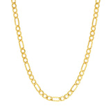 14K Gold 3.60MM Hollow Diamond Cut Figaro Chain Necklace