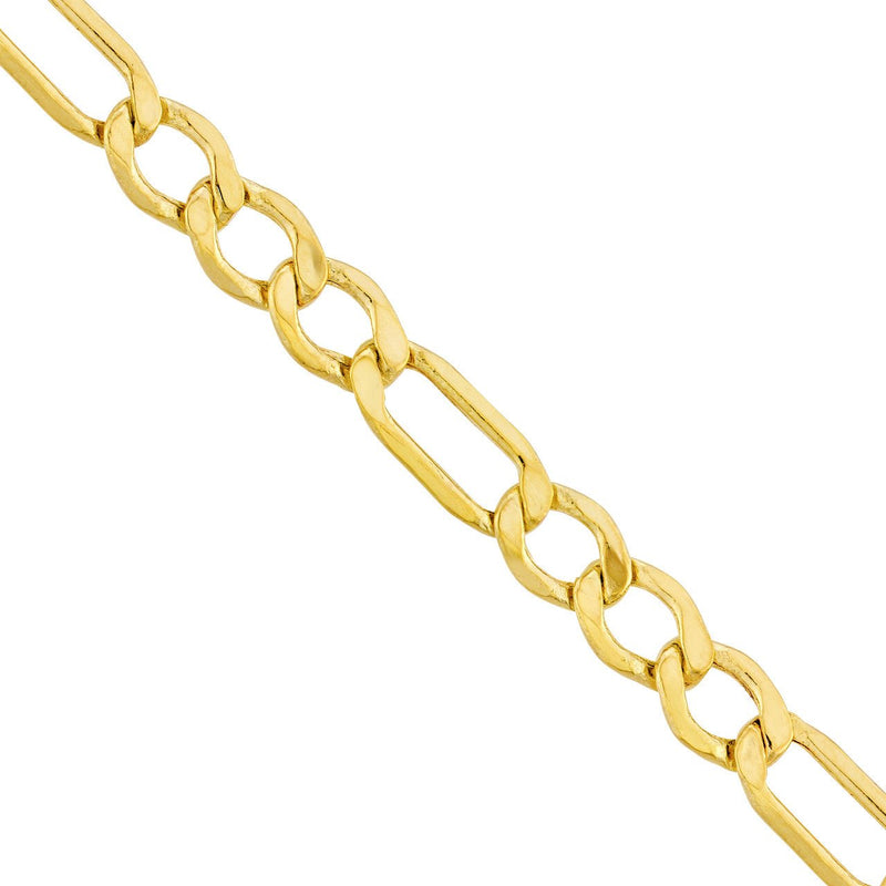 14K Gold 3.60MM Hollow Diamond Cut Figaro Chain Necklace