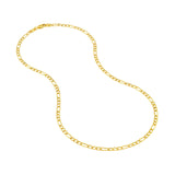 14K Gold 3.60MM Hollow Diamond Cut Figaro Chain Necklace