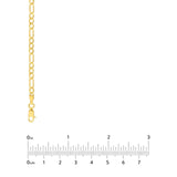 14K Gold 3.60MM Hollow Diamond Cut Figaro Chain Necklace