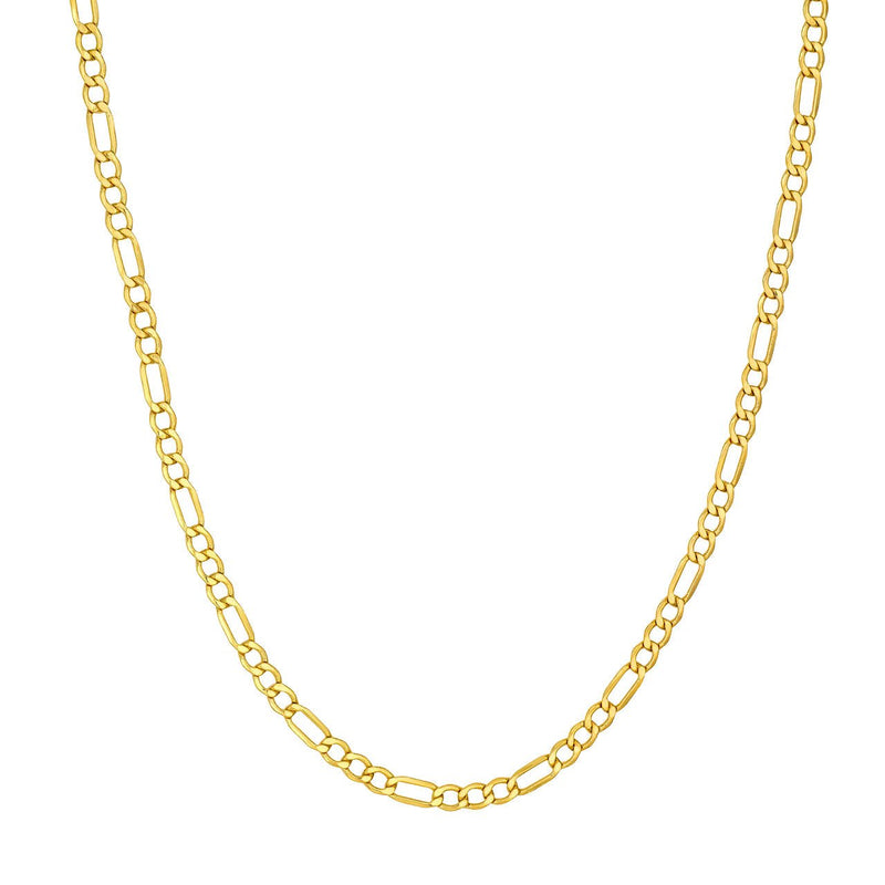 14K Gold 4.40MM Hollow Figaro Chain Necklace