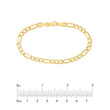 14K Gold 4.40MM Hollow Figaro Chain Bracelet