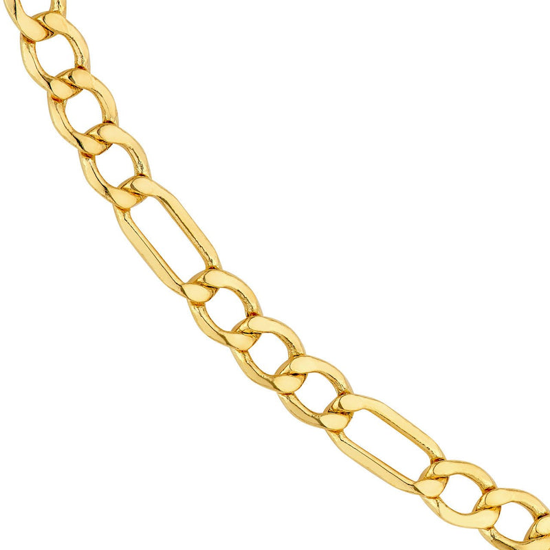 14K Gold 4.40MM Hollow Figaro Chain Necklace