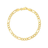 14K Gold 4.40MM Hollow Figaro Chain Bracelet